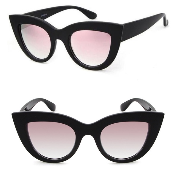 Rose Gold & Black Cat Eye Boutique Sunglasses NEW - Picture 2 of 3